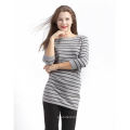 Latest Arrival simple design brown stripe pattern cashmere pullover